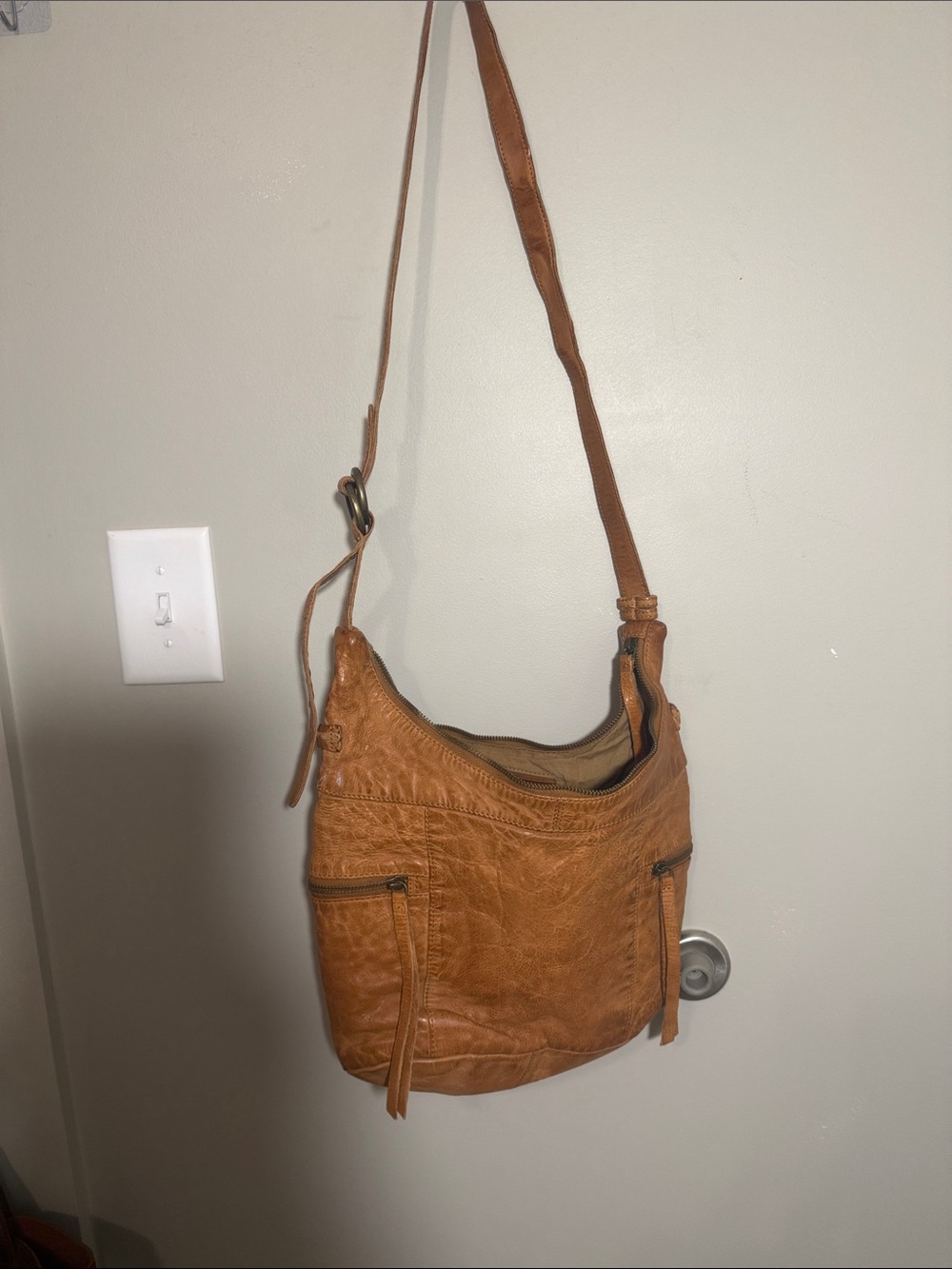 Frye Cognac Leather Shoulder Hobo